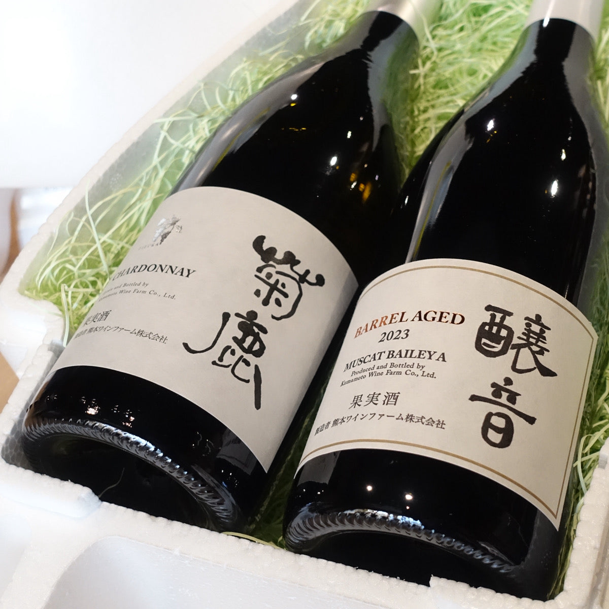 【くまモン★ギフト箱付き】熊本をワインで楽しむ！菊鹿・醸音紅白２本セット
